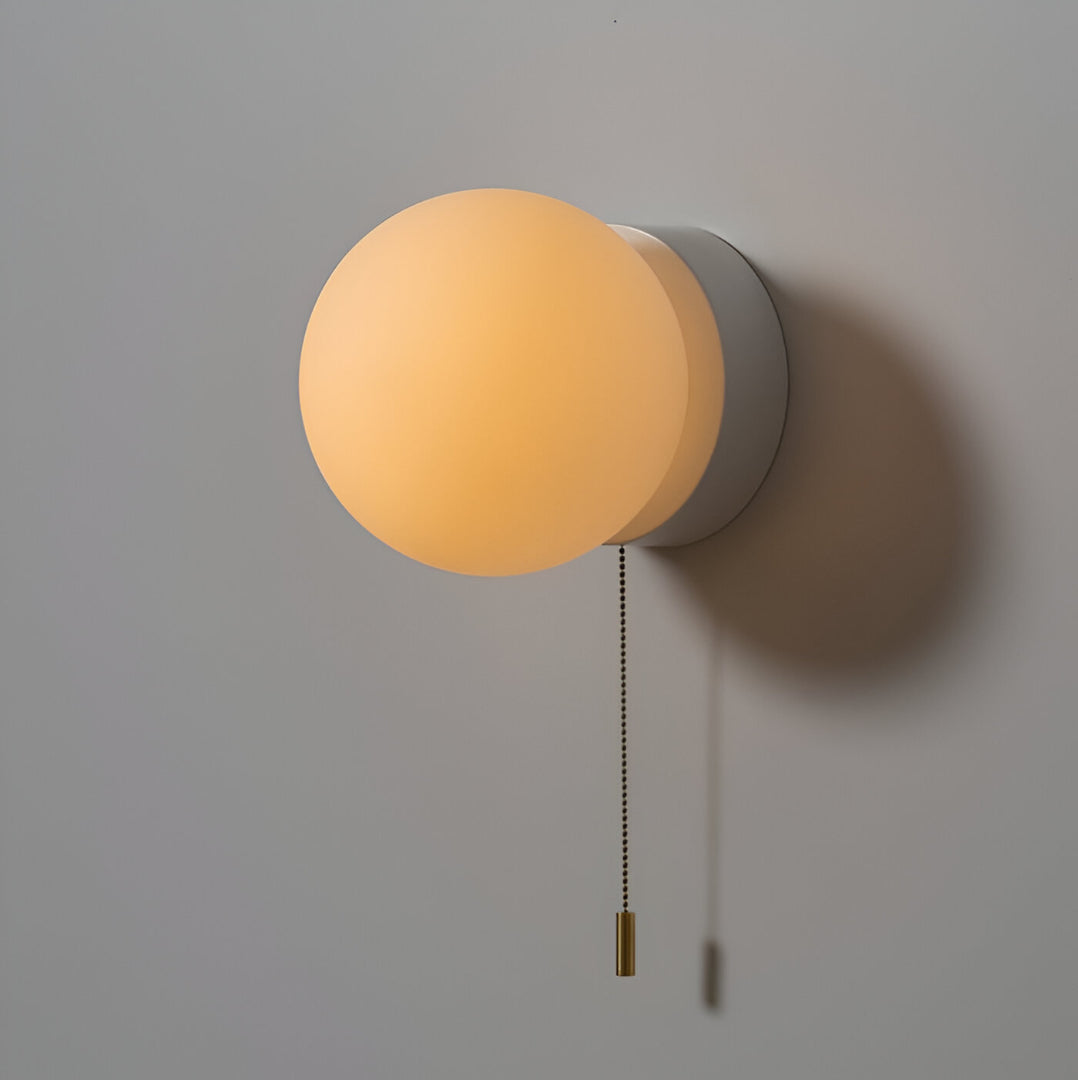 Nordic Glass Globe Wall Sconce with Pull Cord