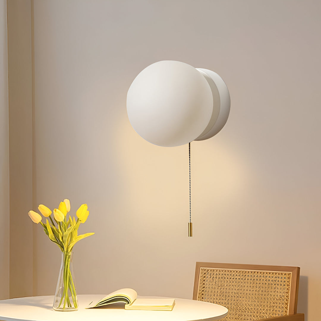 Nordic Glass Globe Wall Sconce with Pull Cord