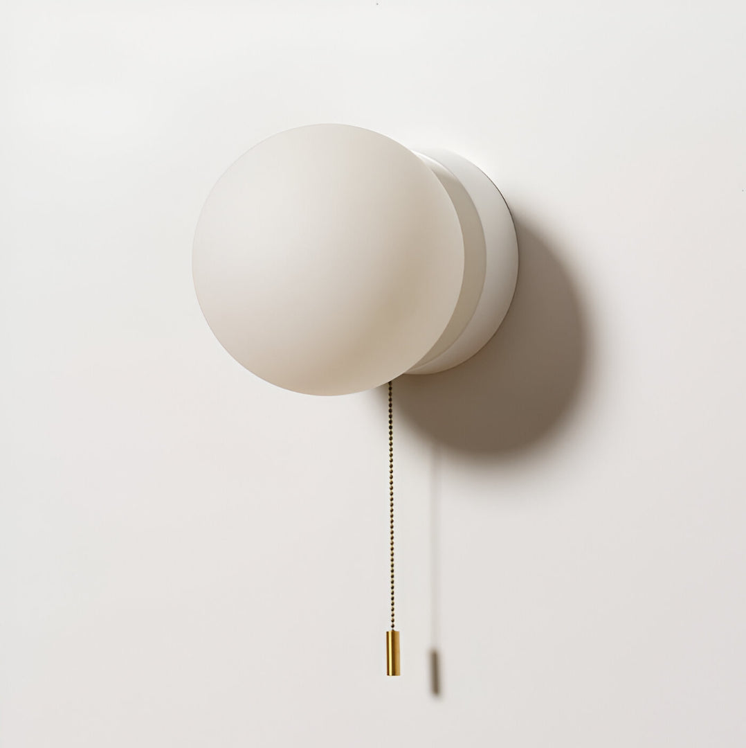 Nordic Glass Globe Wall Sconce with Pull Cord