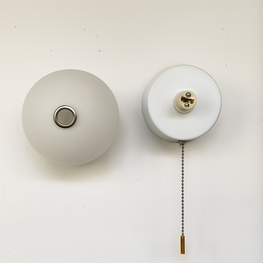 Nordic Glass Globe Wall Sconce with Pull Cord