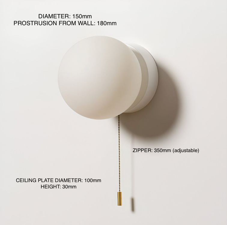 Nordic Glass Globe Wall Sconce with Pull Cord