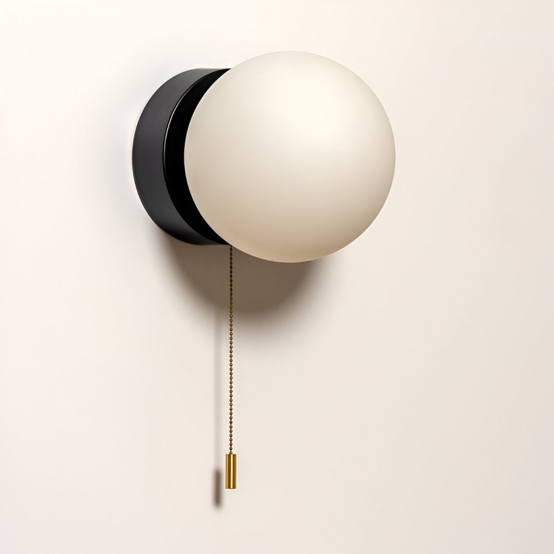 Nordic Glass Globe Wall Sconce with Pull Cord