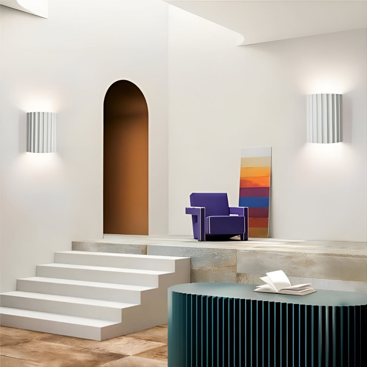 Nordic Resin Wall Sconce with Ribbed Shade