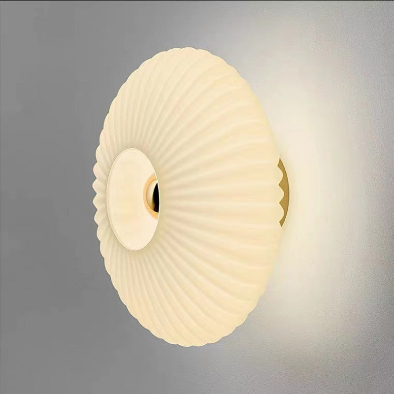 Nordic Ribbed Glass Round Wall Sconce Light