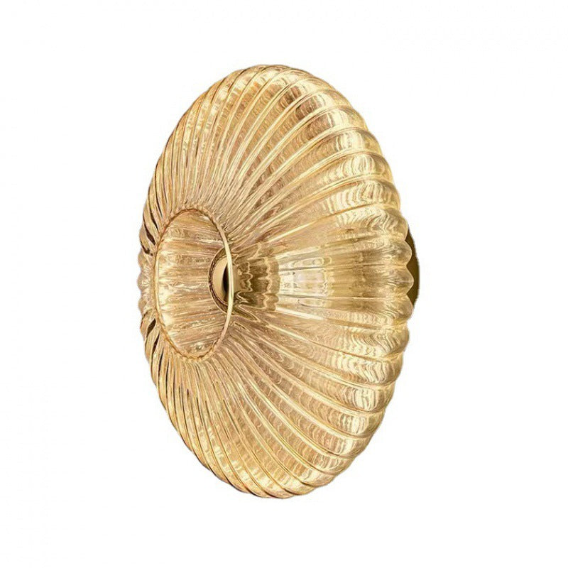 Nordic Ribbed Glass Round Wall Sconce Light