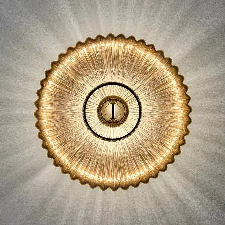 Nordic Ribbed Glass Round Wall Sconce Light
