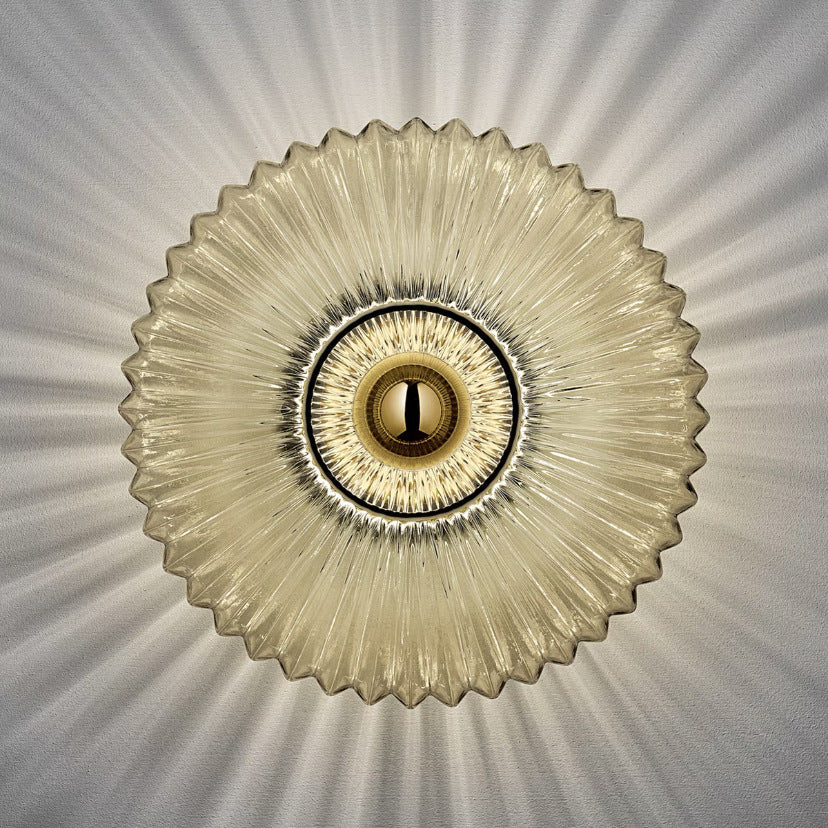 Nordic Ribbed Glass Round Wall Sconce Light