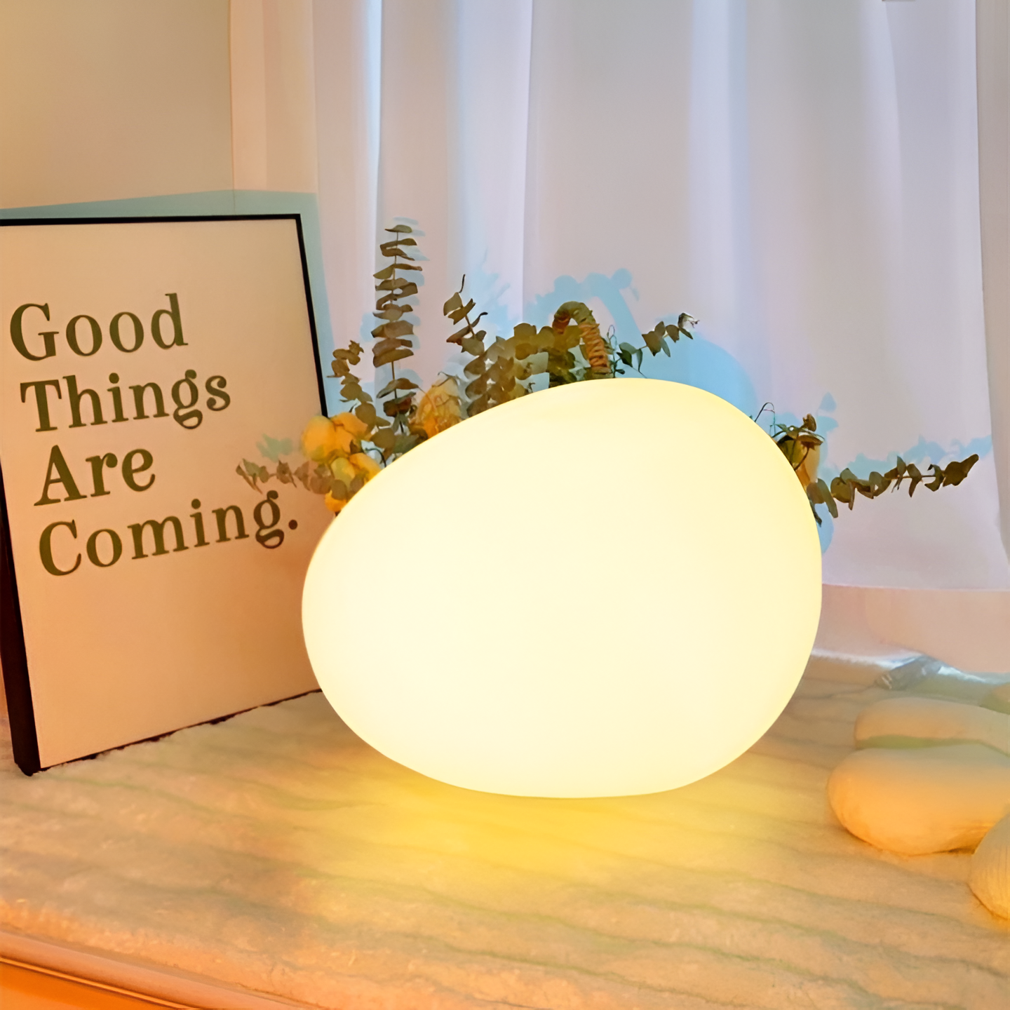 Nordic Stone Table Lamp with Soft LED Glow