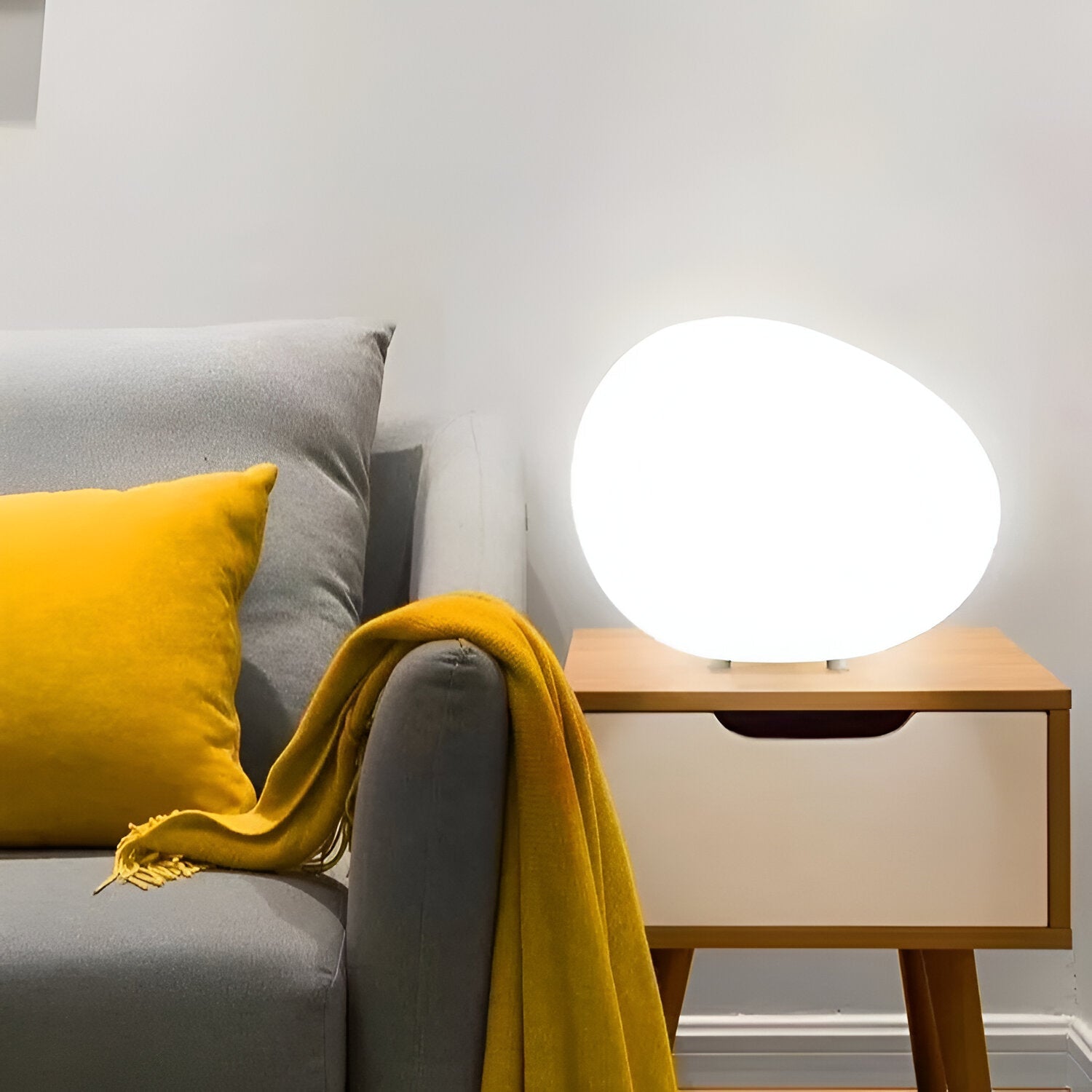 Nordic Stone Table Lamp with Soft LED Glow
