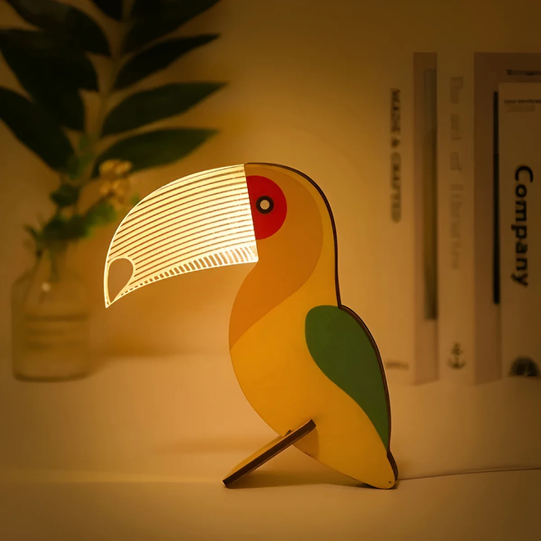 Nordic Wooden Animal Lamp with Warm LED Glow