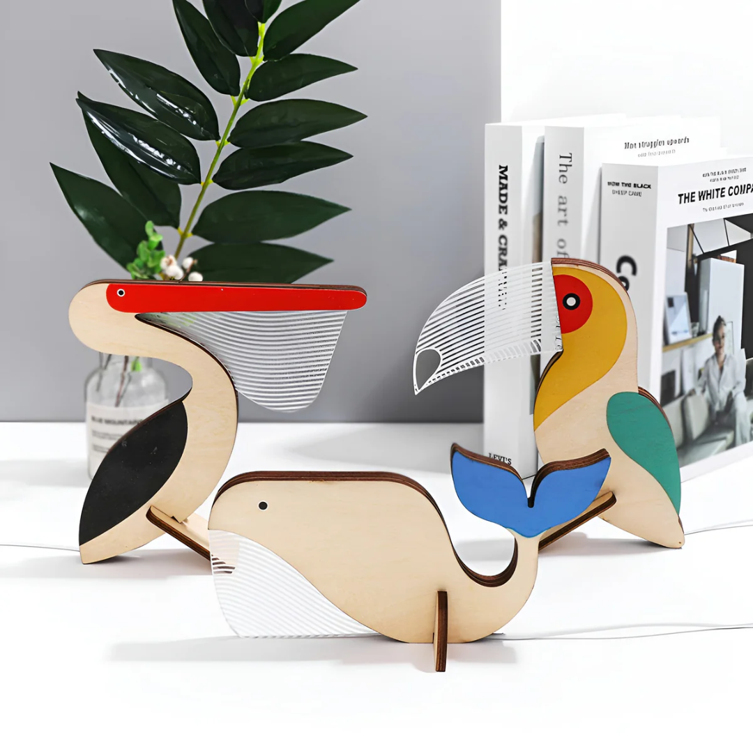 Nordic Wooden Animal Lamp with Warm LED Glow