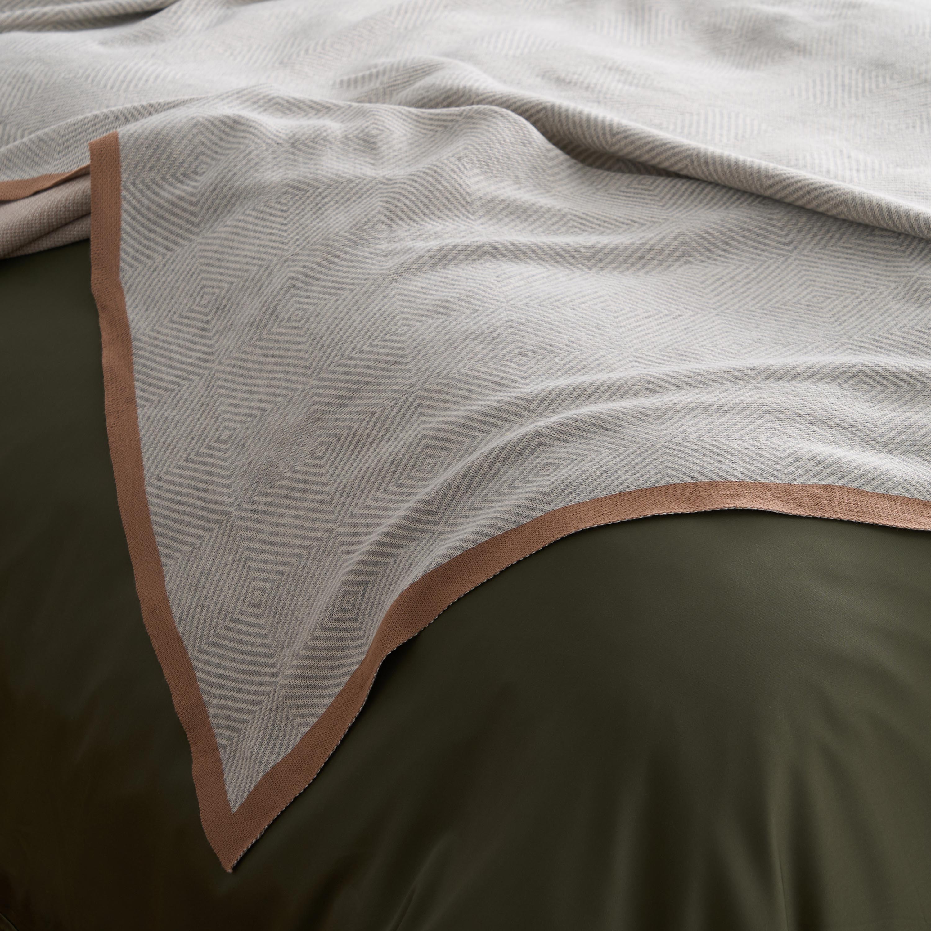 Nordic Woven Throw Blanket with Contrast Trim