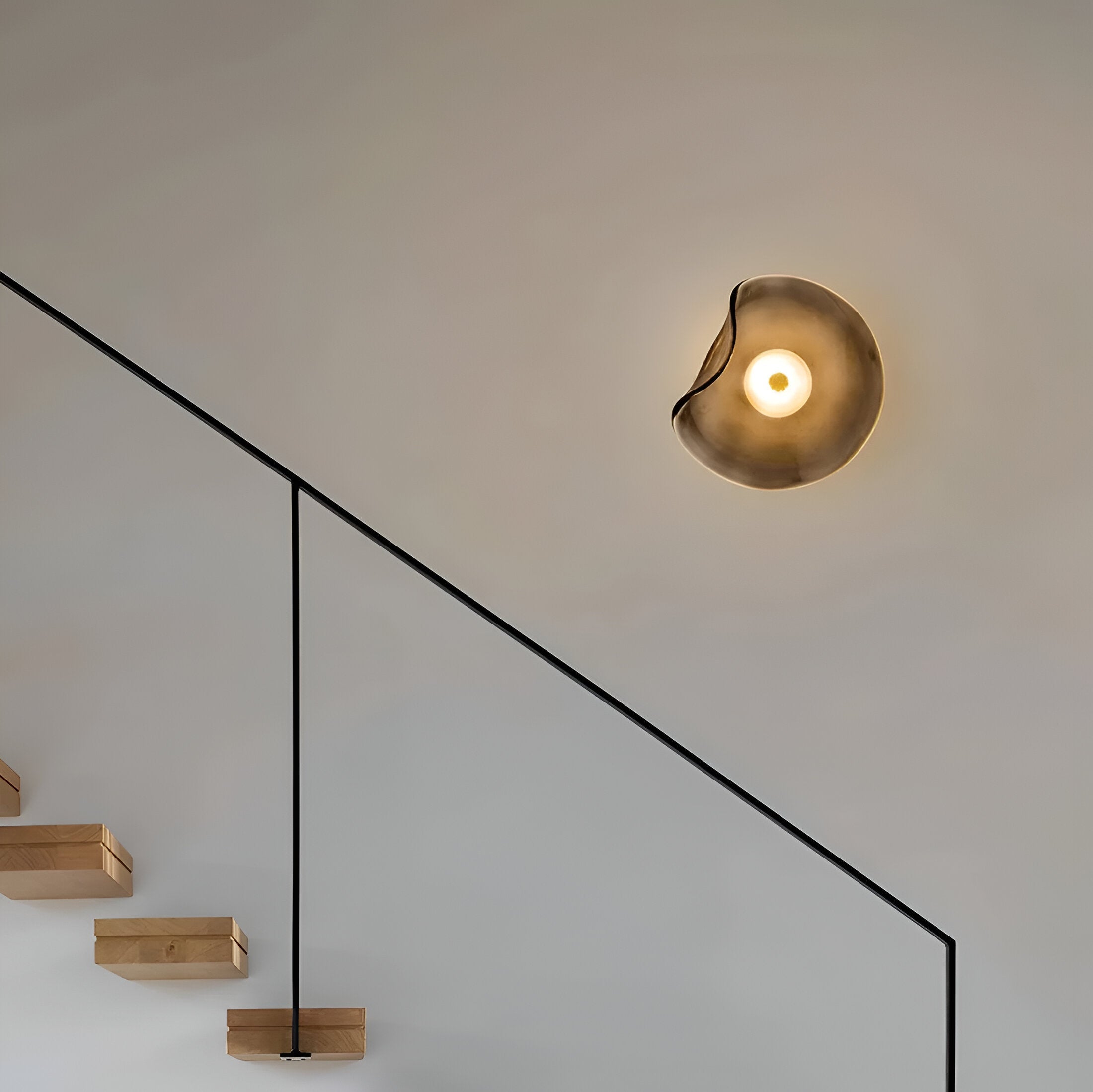 Japandi Glass Wall Sconce with Curved Shade