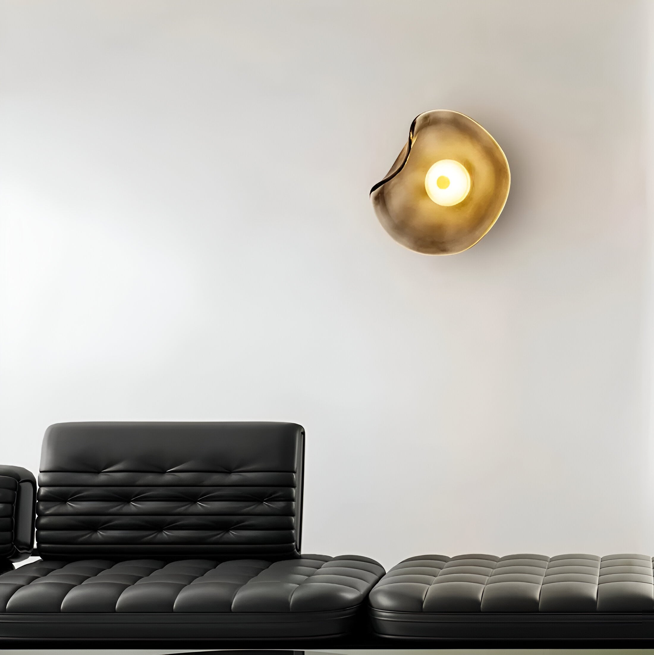 Japandi Glass Wall Sconce with Curved Shade