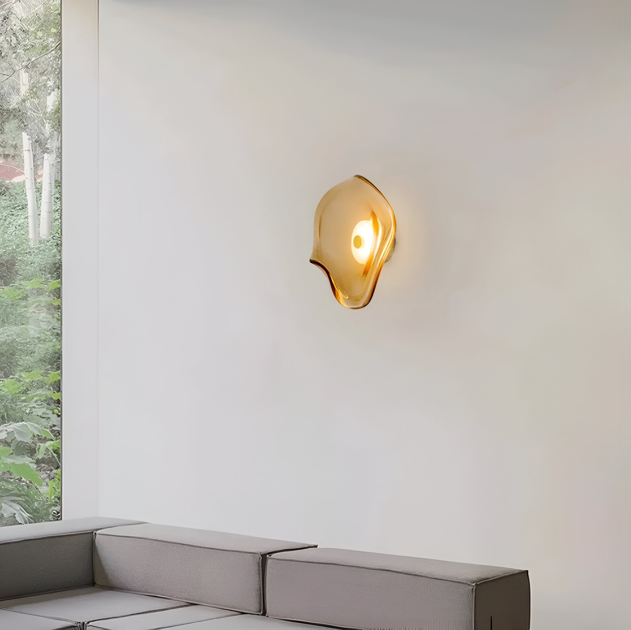 Japandi Glass Wall Sconce with Curved Shade