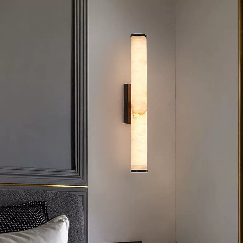 Modern Marble Wall Sconce with Warm LED Glow