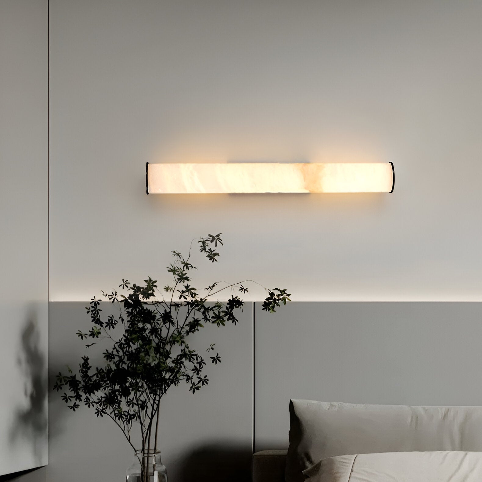 Modern Marble Wall Sconce with Warm LED Glow