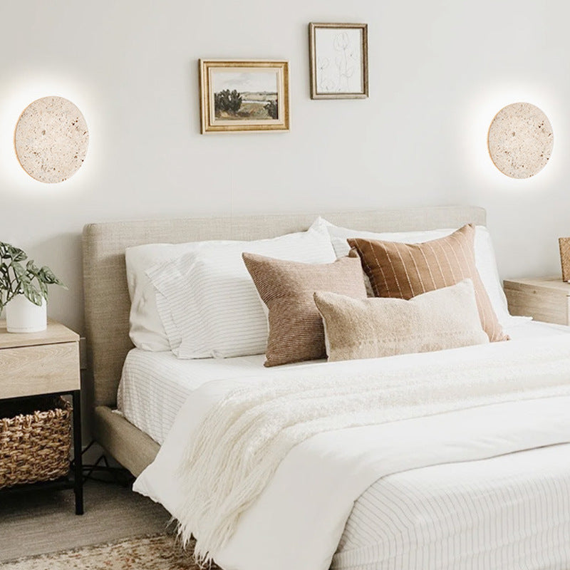 Natural Travertine Wall Sconce with Halo Glow