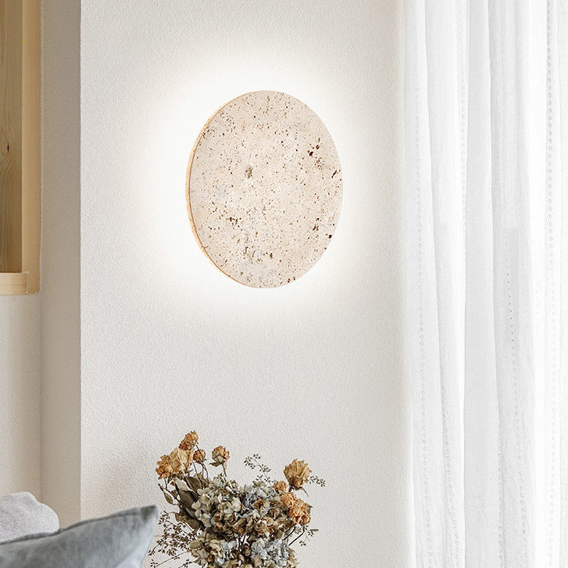Natural Travertine Wall Sconce with Halo Glow