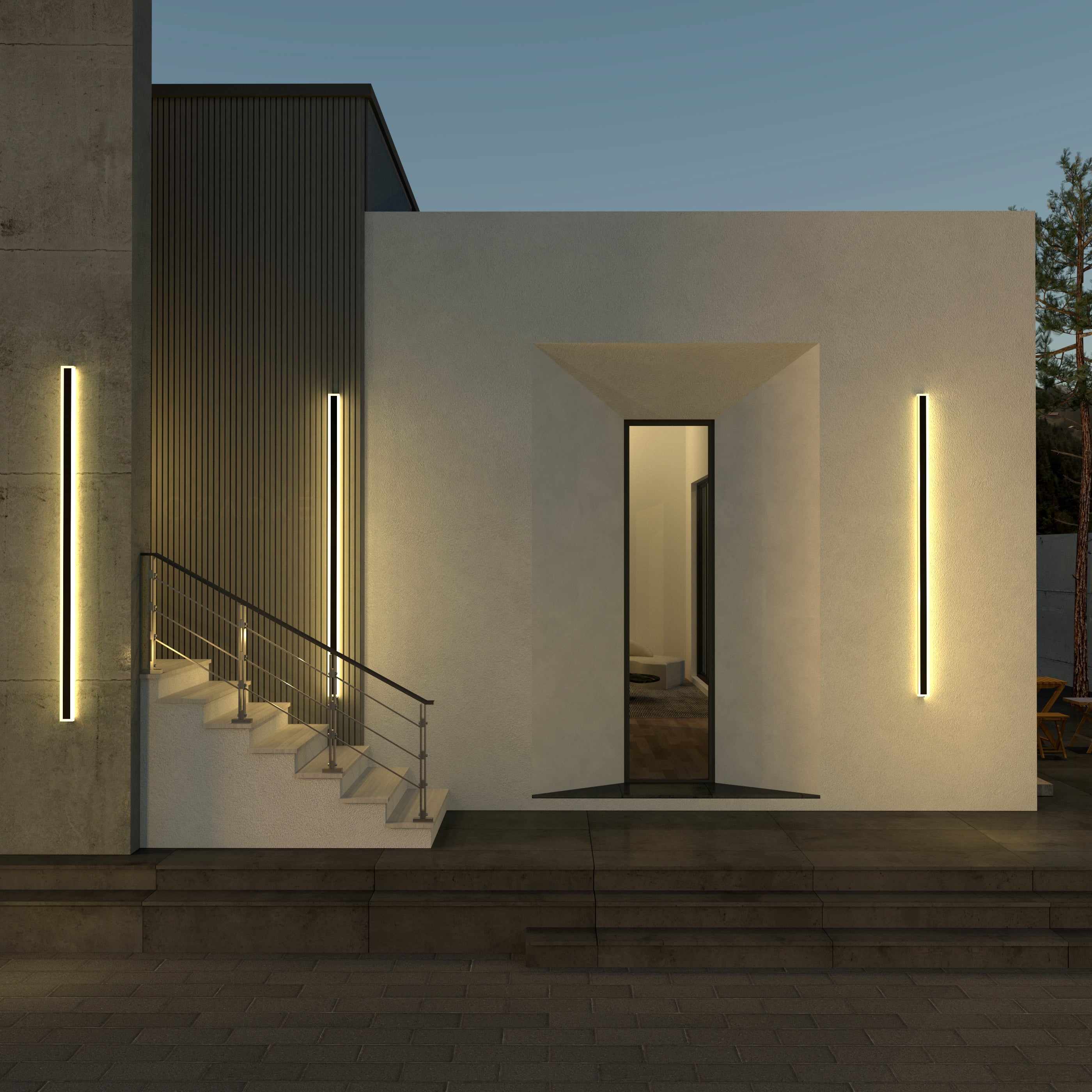Outdoor Linear LED Wall Lamp with Back Glow