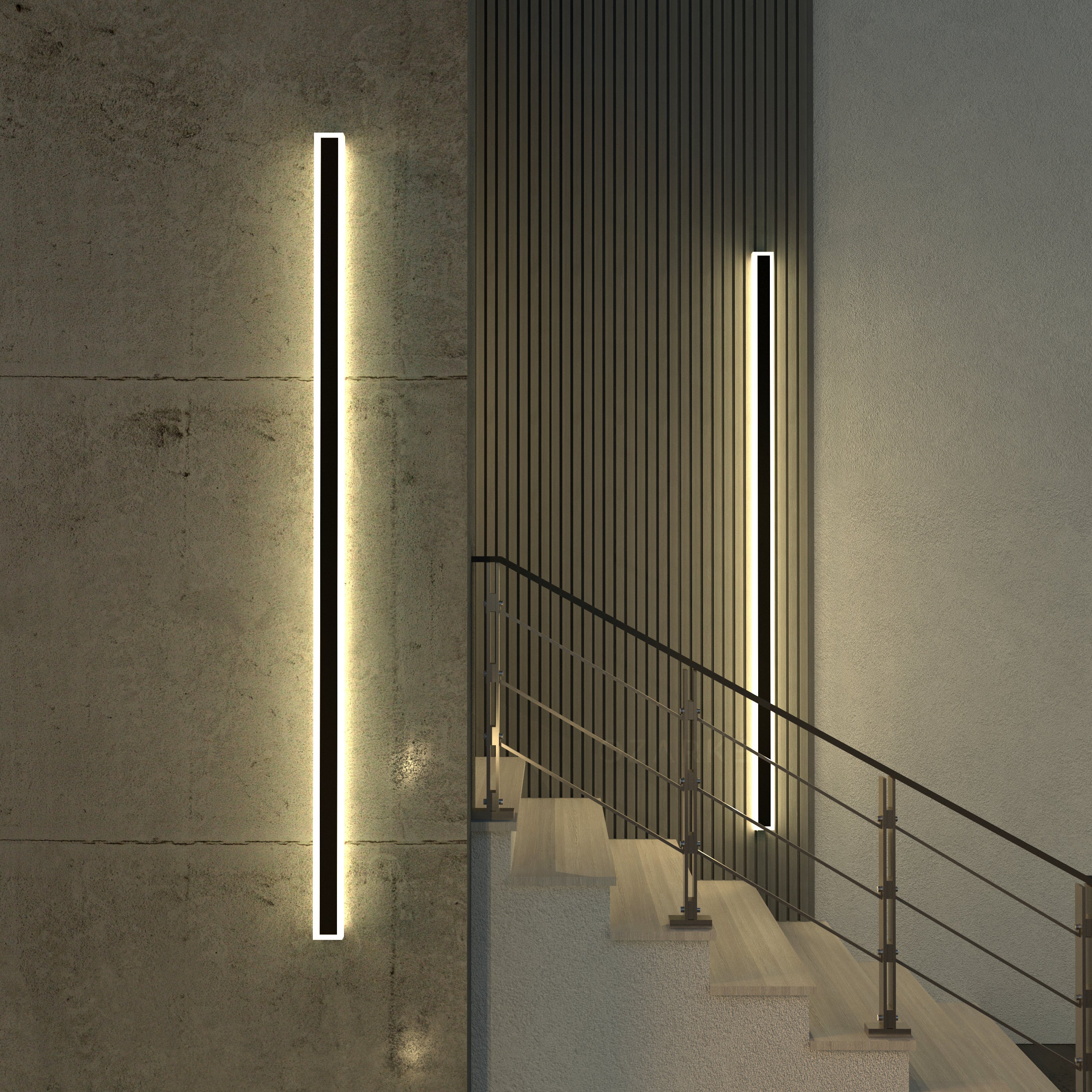Outdoor Linear LED Wall Lamp with Back Glow