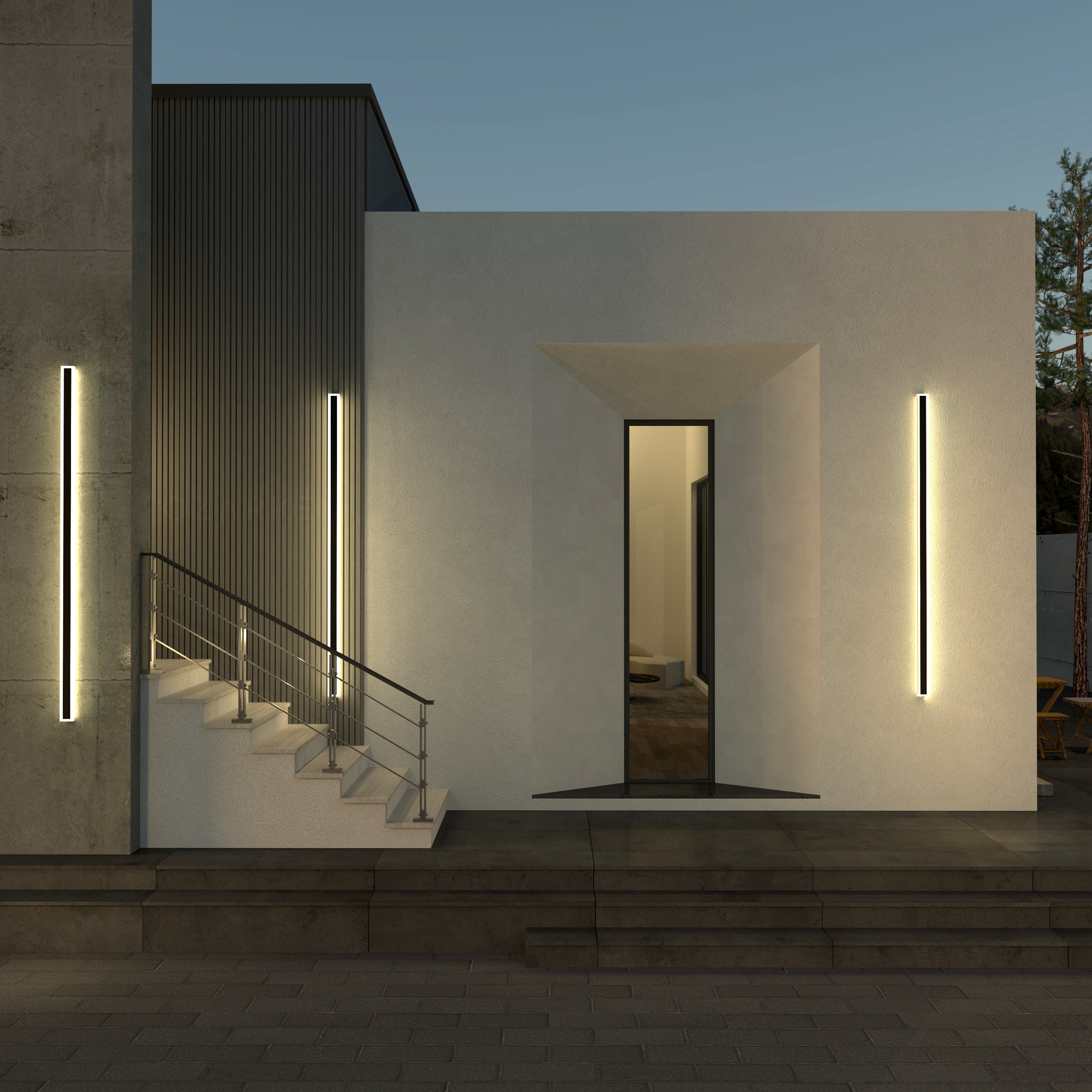 Outdoor Linear LED Wall Lamp with Back Glow