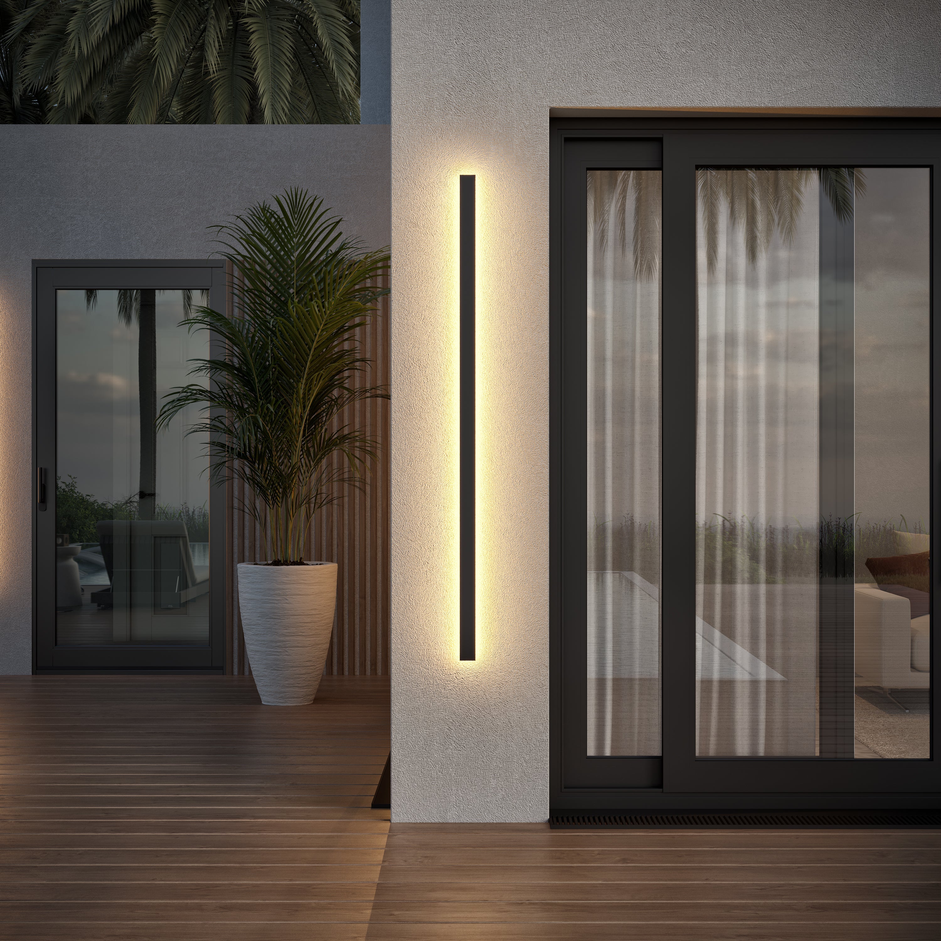 Outdoor Linear LED Wall Light with Back Glow
