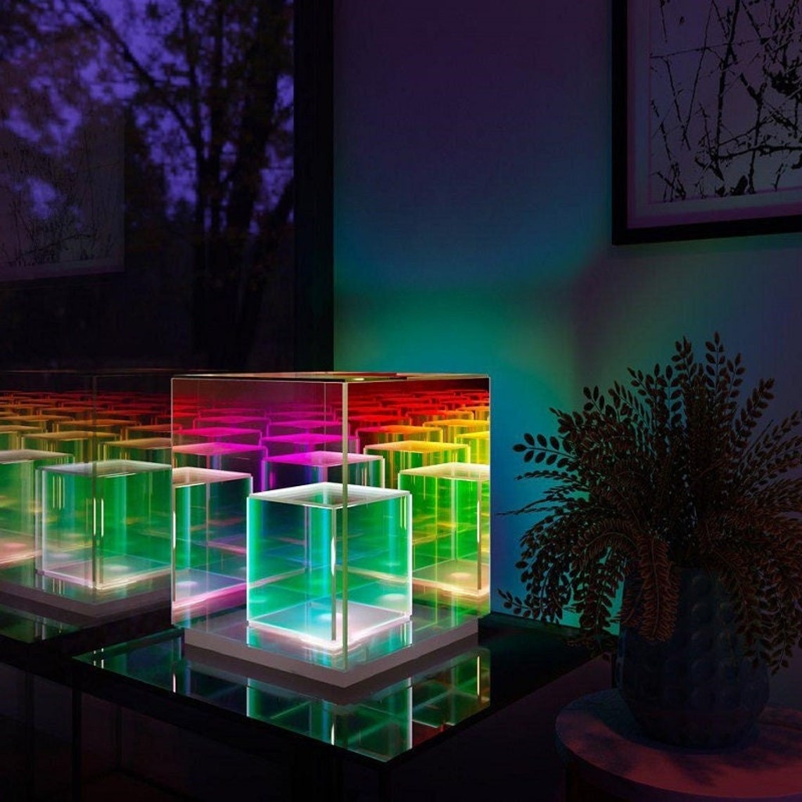 Prismatic Acrylic Cube Table Lamp with RGB