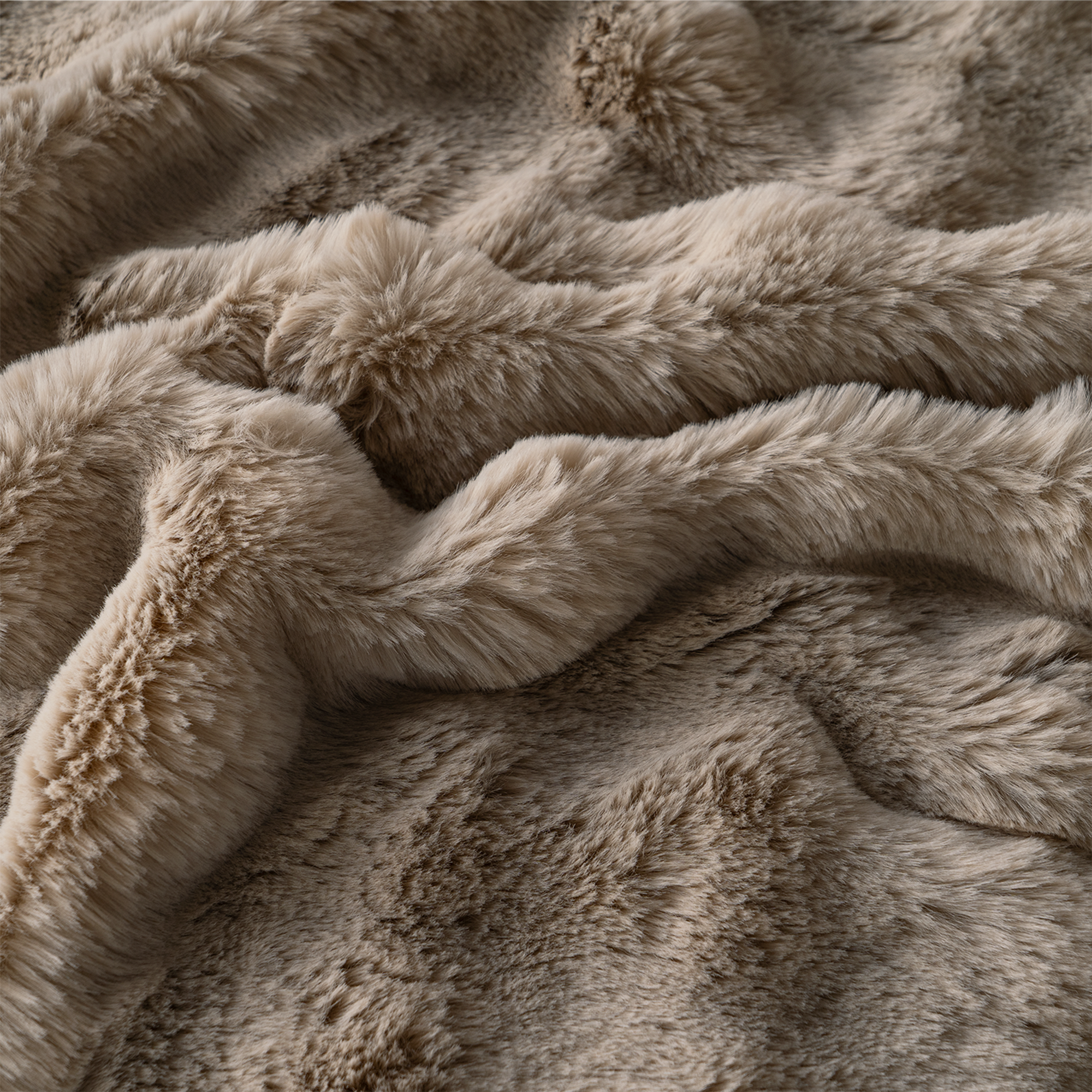 Plush Faux Fur Sofa Cover with Ribbed Texture