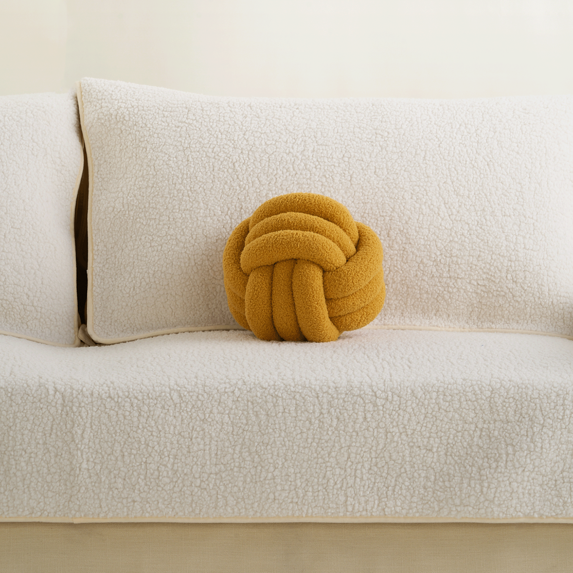 Plush Knot Ball Pillow with Berber Texture