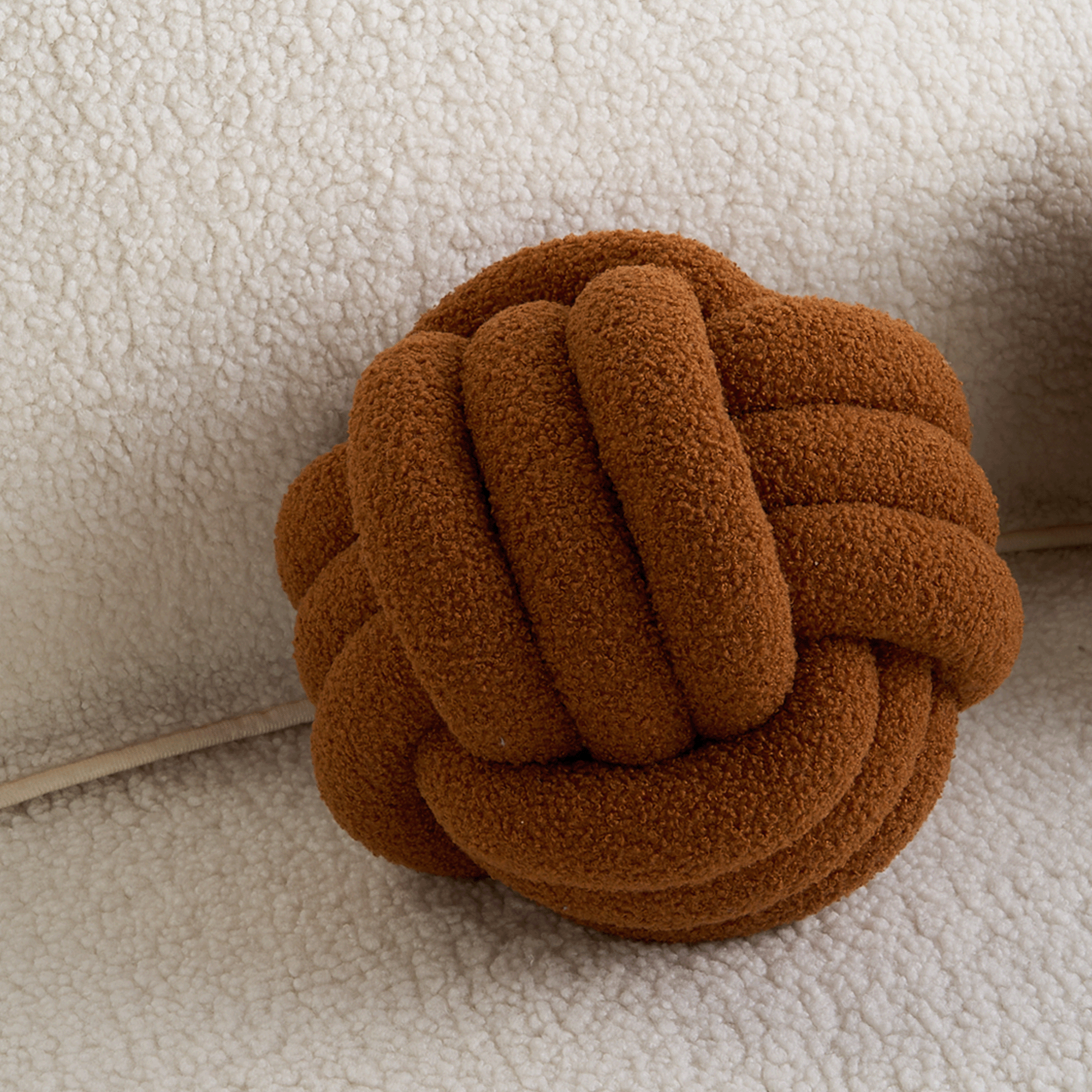Plush Knot Ball Pillow with Berber Texture