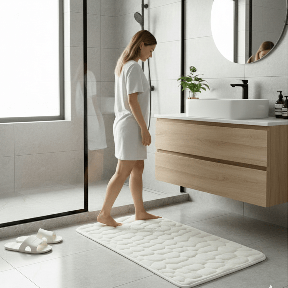 Plush Quilted Bath Mat with Non-Slip Backing
