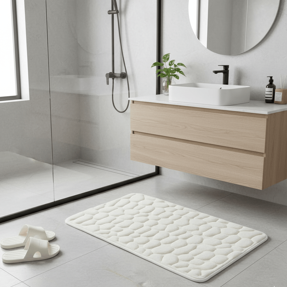 Plush Quilted Bath Mat with Non-Slip Backing