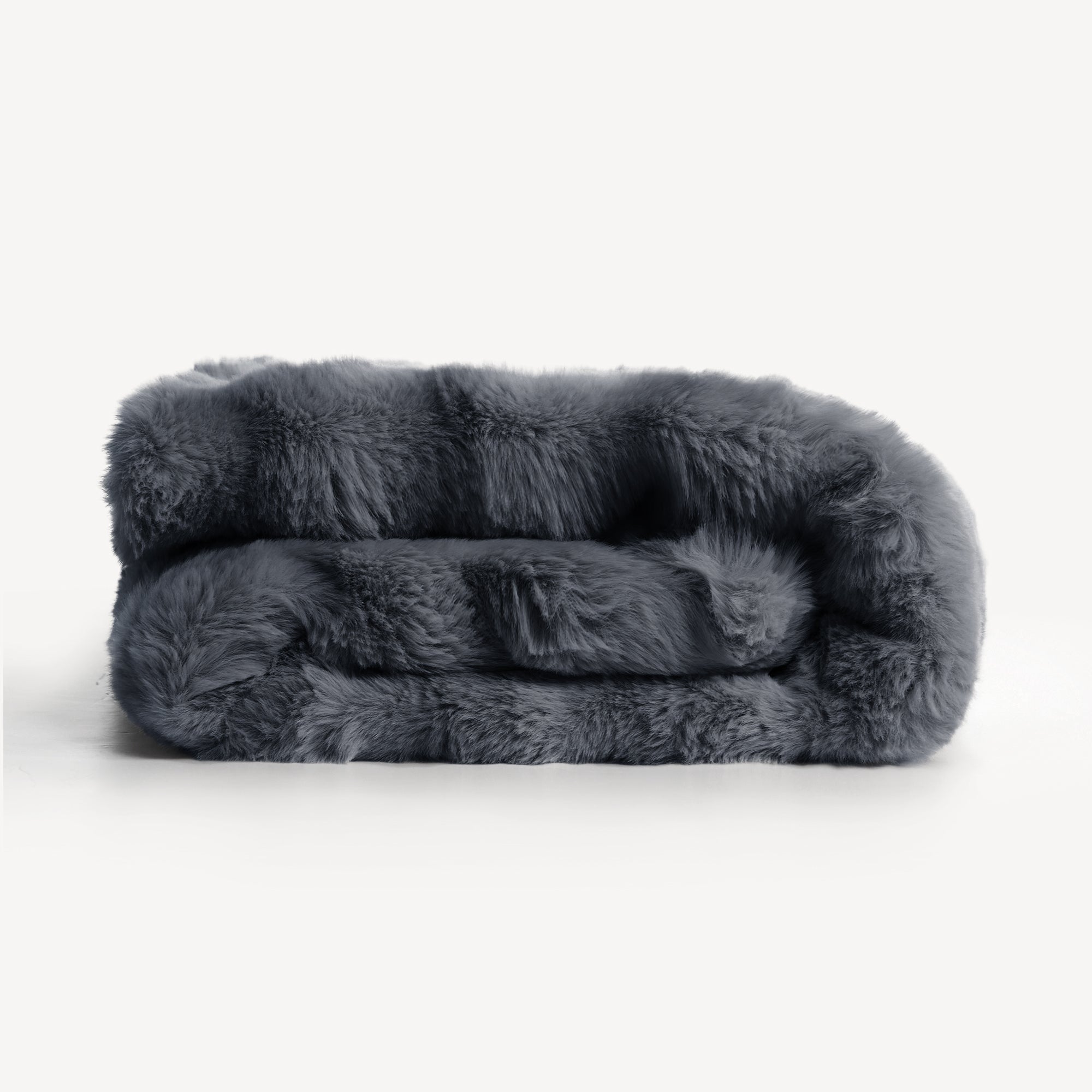 Plush Rabbit Fur Throw with Ruched Texture