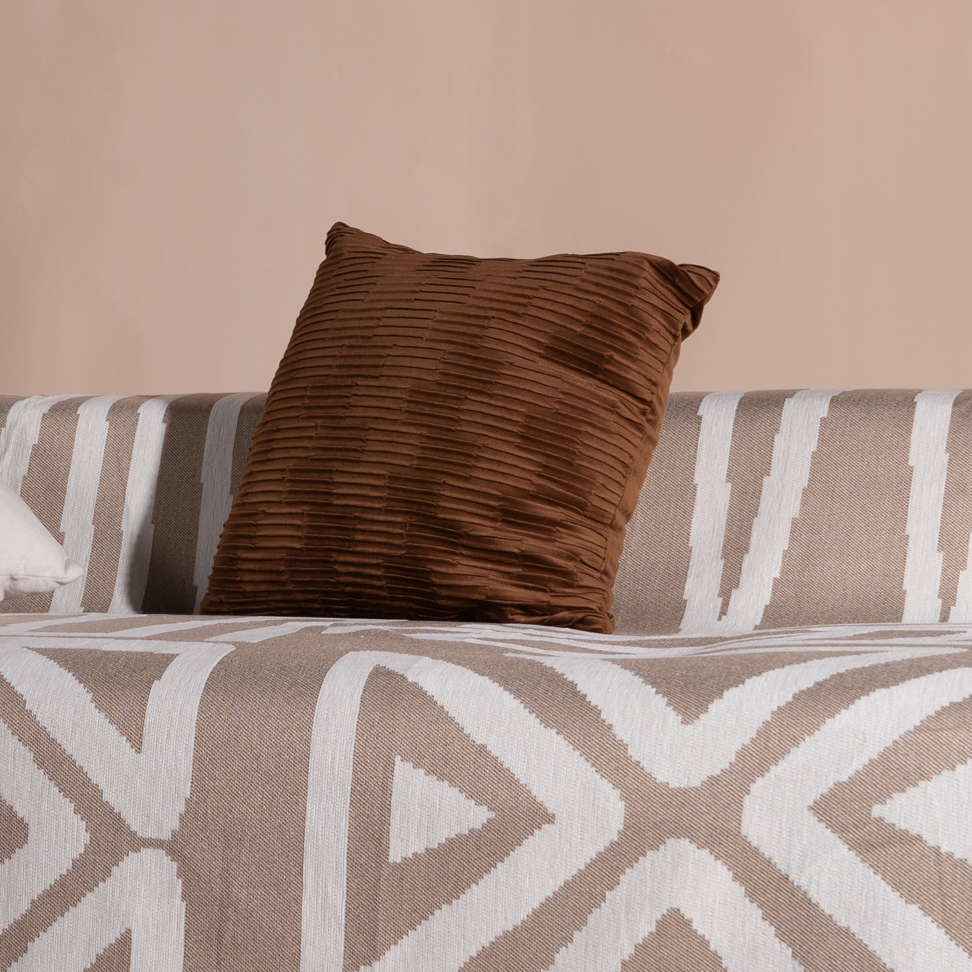 Plush Textured Pillow Cover with Grid Design