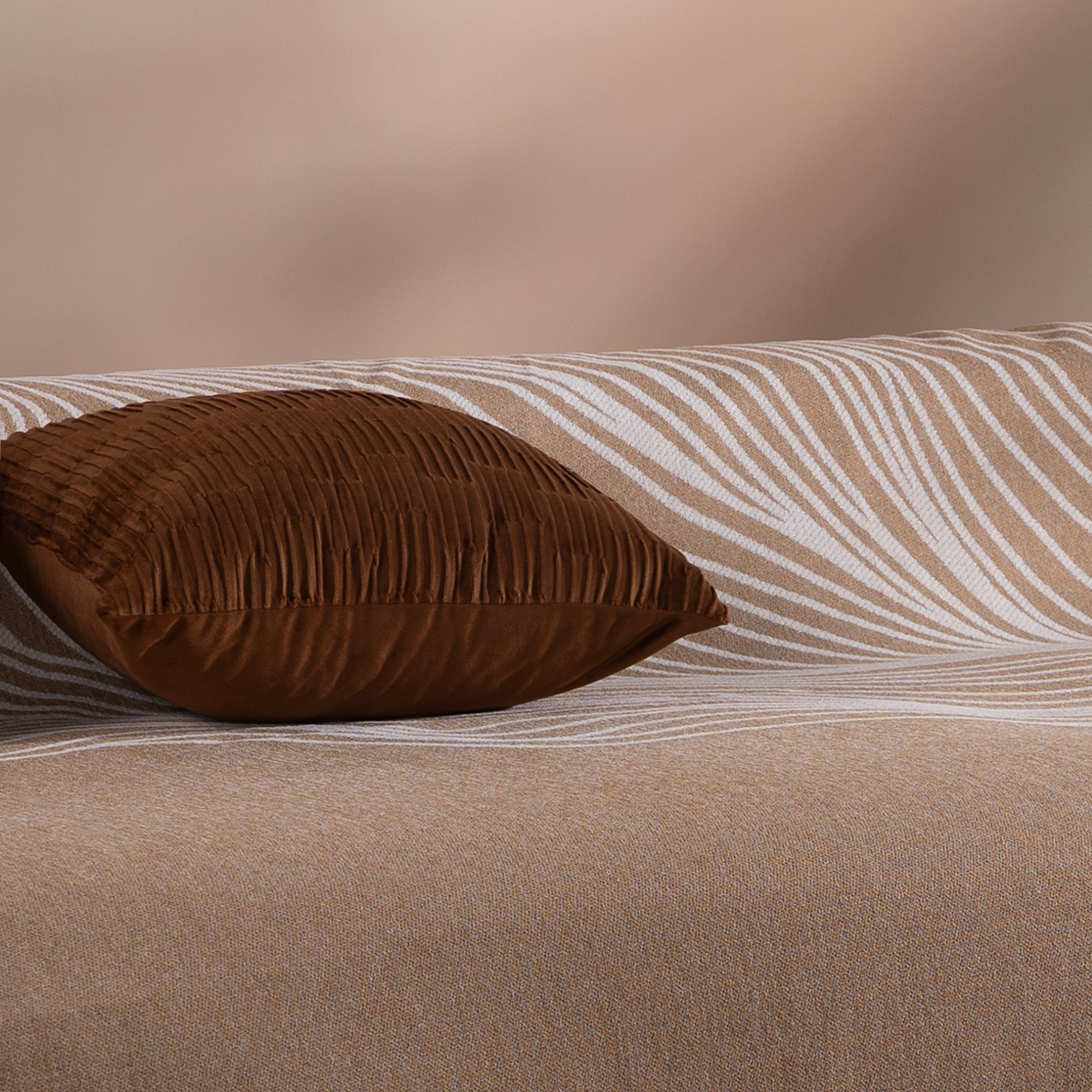 Plush Textured Pillow Cover with Grid Design
