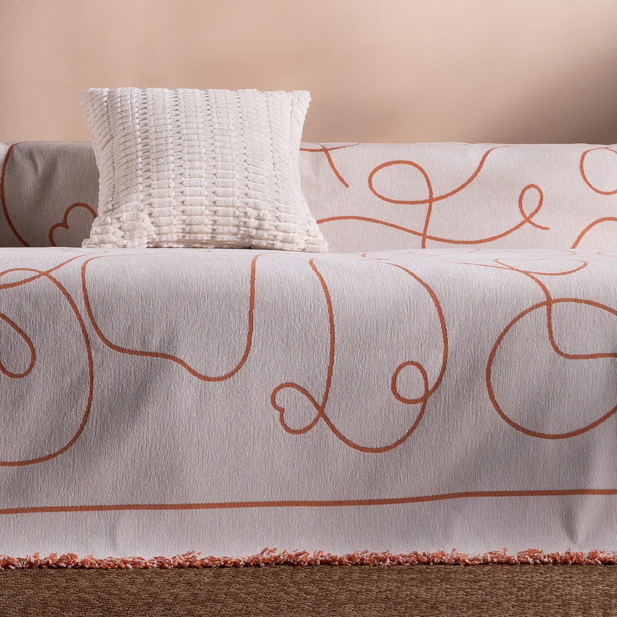 Plush Textured Pillow Cover with Grid Design