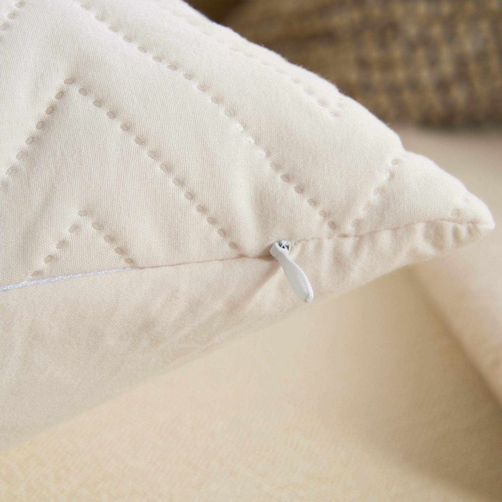 Quilted Pillow Cover Set with Chevron Stitch