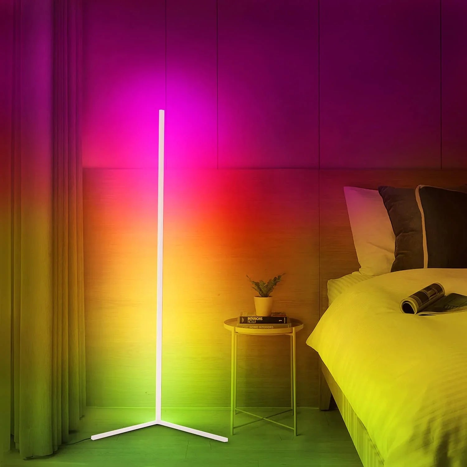 Dimmable LED Corner Floor Lamp with RGB Glow