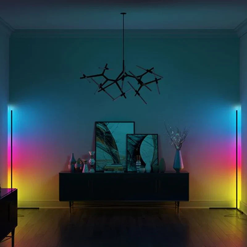 Dimmable LED Corner Floor Lamp with RGB Glow
