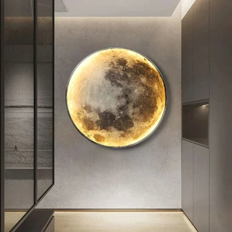 Realistic Moon LED Wall Light with Halo Glow