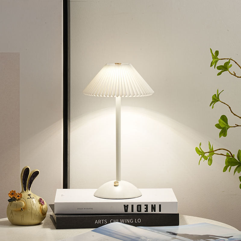 Rechargeable Brass Pleated Cordless Table Lamp