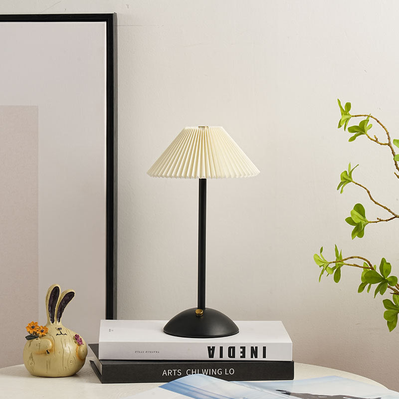 Rechargeable Brass Pleated Cordless Table Lamp