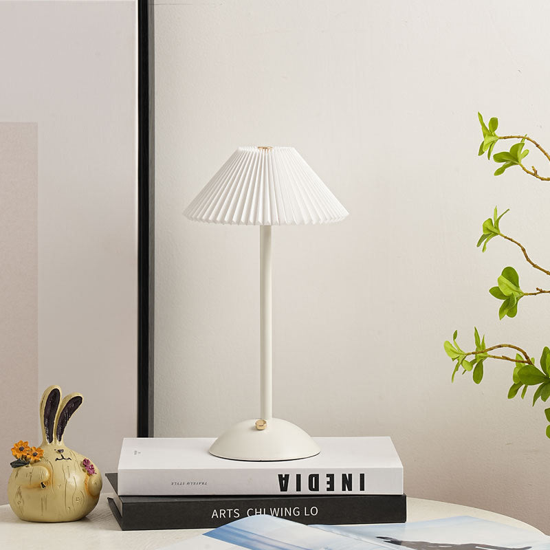 Rechargeable Brass Pleated Cordless Table Lamp