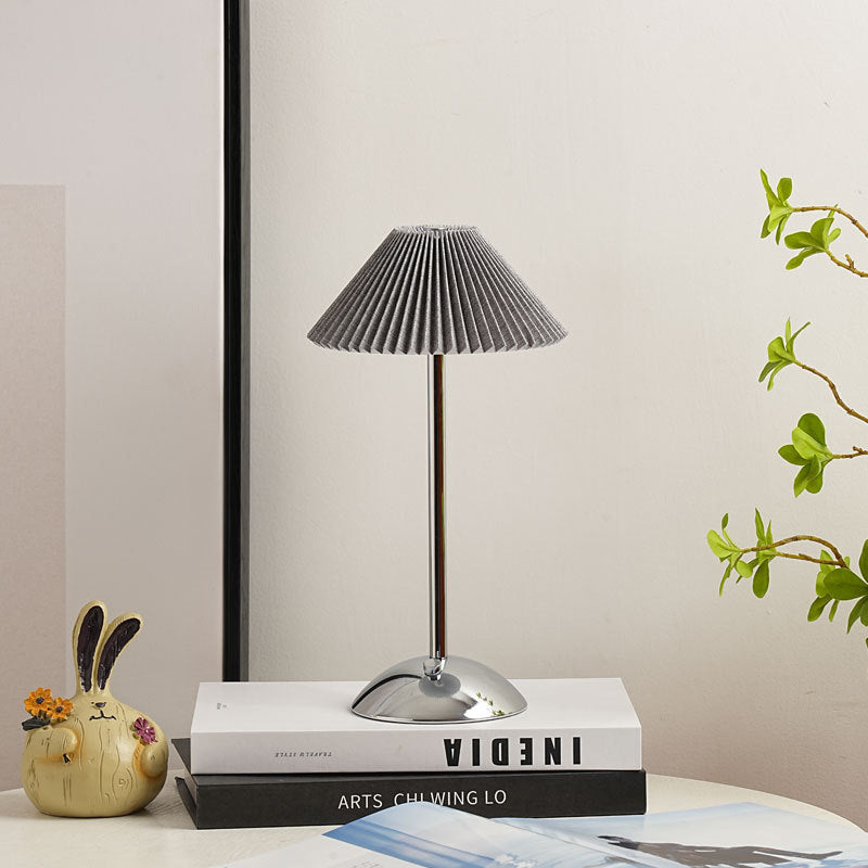 Rechargeable Brass Pleated Cordless Table Lamp
