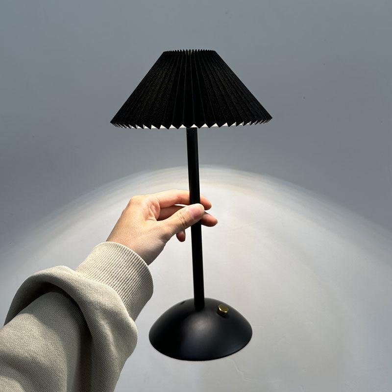 Rechargeable Brass Pleated Cordless Table Lamp