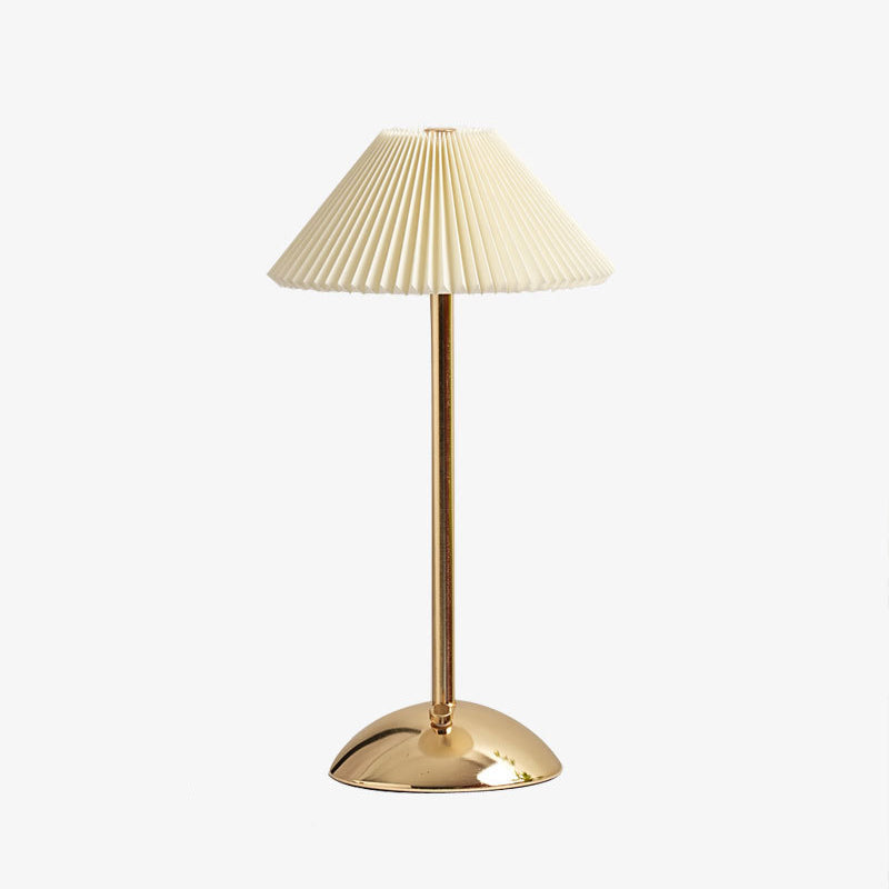 Rechargeable Brass Pleated Cordless Table Lamp