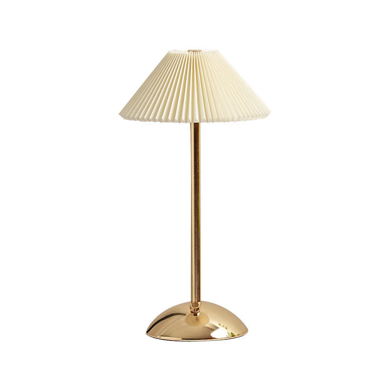 Rechargeable Brass Pleated Cordless Table Lamp