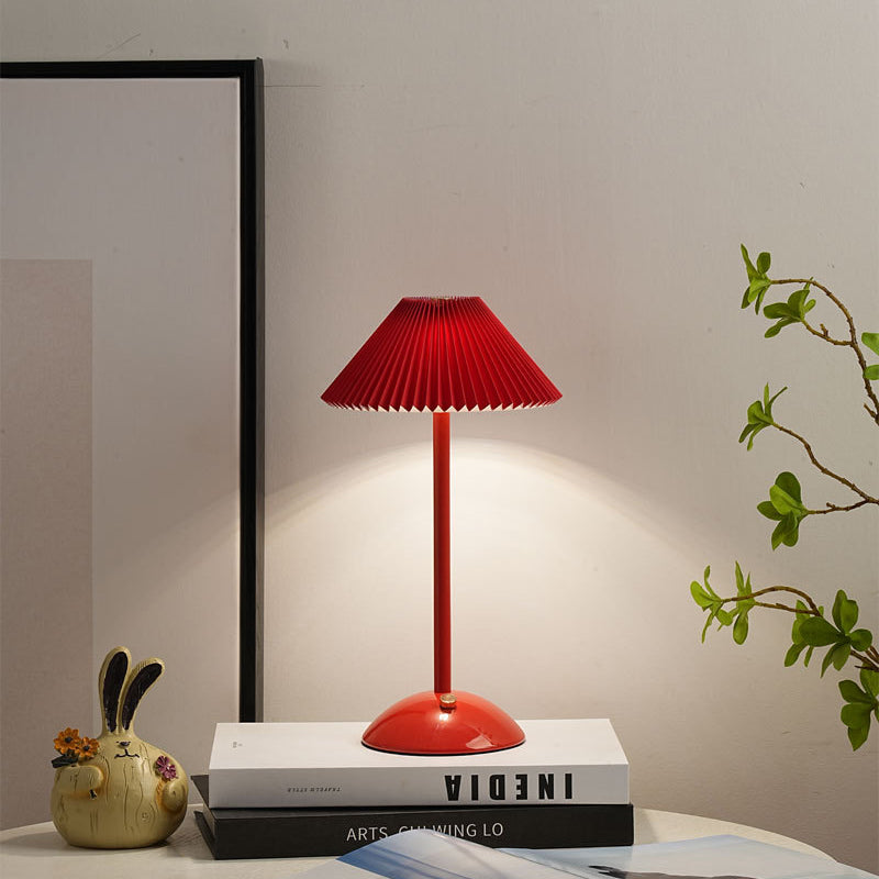 Rechargeable Brass Pleated Cordless Table Lamp