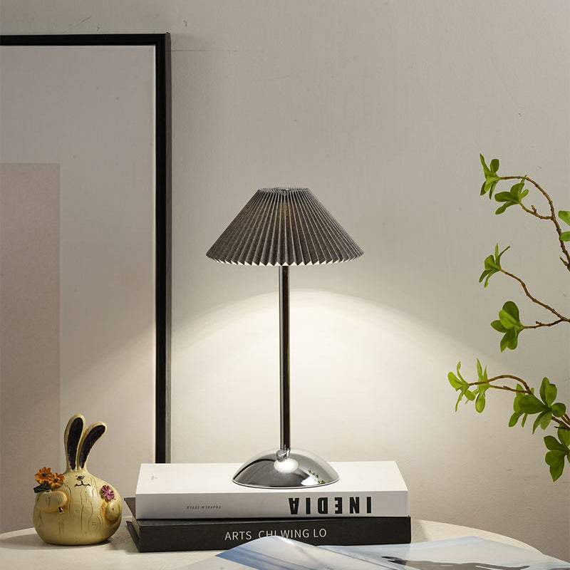 Rechargeable Brass Pleated Cordless Table Lamp
